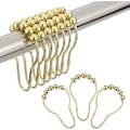 Miniatyrbild 1 av 4: 12-pack Duschdraperikrokar, Guld Rostfritt Stål Metall Duschdraperi med Rullkulor för Badrumsgardinstänger{HH}