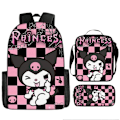 Miniatyrbild 3 av 11: Tecknad Kuromi tredelat set Cinnamon dog KT katt tecknad grund- och gymnasieelever skolväska barnryggsäck twenty three Backpack