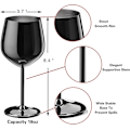 Miniatyrbilde 5 av 6: Vinglass Sett med 4, 53 cl Rustfrie Stål Vinglass, Uknuselige og Bærbare Vinglass med Stilk i Metall for Utendørsbruk, Reise, Camping og Basseng Black