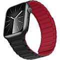 Miniatyrbilde 1 av 7: Magnetiske klokkereimer kompatible med Apple Watch-reimer, myk silikon erstatningsreim designet for iWatch, svart rød Black Red 38/40/41mm