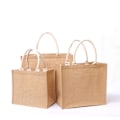 Miniatyrbillede 2 af 5: pc Tote Taske, Naturlig Jute Tote, Perfekt til Shopping, Picnic, Gaver, Rejser, Strand (S)