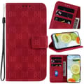 Preget 8-format relieff feste kortholder lommebokveske egnet for iPhone 7/iPhone 8/SE (2020), laget av PU-lærmateriale Red