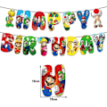 Miniatyrbild 3 av 5: REMAKE Super Mario Grattis på födelsedagen Party Dekoration Ballong Set Girlang Banner Tårta Cupcake Toppers Set