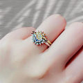 Miniatyrbillede 2 af 5: Himmelsk Sol og Måne Ringsæt, Funklende Sol Måne Ring med 14k Guld/Sølvbelægning{hh} 5