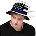 Miniatyrbild 4 av 5: EN Hinkhattar Mode Solhatt Hopfällbar Utomhus Fiskarhatt för Kvinnor och Män Tunn Blå Linje Amerikansk Flagga{HH} Thin Blue Line American Flag One Size