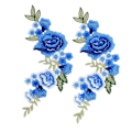 Miniatyrbillede 1 af 8: 2 stk. blomster patch blå rose mønster dekorativ polyester silke DIY syning broderi patch til T-shirts tasker{hh} 0.2