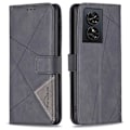 Miniatyrbillede 1 af 5: Læder Wallet Etui til TCL 50 SE med Geometrisk Prægning Black