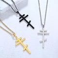 Miniatyrbillede 4 af 5: Vantage Ortodoks Kors Vedhæng Halskæde til Mænd - Kristent Symbol Rustfrit Stål Byzantinsk Kors Smykke [GGL] silver