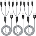 Pikkukuva 1 / 7: Useita latauskaapeleita 3-pakkauksessa 4FT Monilatauskaapeli Nopea kaapeli USB-latauskaapeli 3-in-1