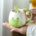 Miniatyrbillede 4 af 6: Sjove frø-krus, søde kaffekrus, keramiske frø-krus med