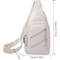 Miniatyrbillede 4 af 5: Slyngetaske til kvinder, Crossbody Fanny Packs PU Læder Crossbody Tasker Brysttaske Flere Rum Bæltetaske Pung med Justerbar Rem 30cm White