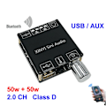Miniatyrbillede 3 af 3: 2X50W Bluetooth 5.0 Forstærker Klasse D Audio 10W-200W HiFi Stereo Trådløs Musikafspiller USB Lydkort Digital AMP