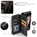 Miniatyrbilde 3 av 6: Etui til Samsung Galaxy Z Fold 4, Nytt Retro Lommeboketui med Kortspor, Multifunksjonelt Etui med Magnetisk Stativstropp og Glidelås