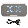 Miniatyrbild 1 av 8: Bluetooth-högtalare med digital väckarklocka, temperaturvisning, röstmeddelanden, FM-radio, spegelväckarklocka, vit 0.4