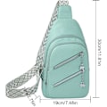 Miniatyrbillede 4 af 5: Slyngetaske til kvinder, Crossbody Fanny Packs PU Læder Crossbody Tasker Brysttaske Flere Rum Bæltetaske Pung med Justerbar Rem 30cm Green