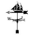 Miniatyrbild 1 av 5: Vindflöjel i form av en segelbåt - Retro vindflöjel i form av en segelbåt, dekorativ vindriktningsvisare för utomhusbruk