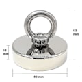 Pikkukuva 2 / 4: Erittäin Vahva Neodyymimagneetti 120 kg - Vahva Magneetti - Täydellinen Magneettikalastukseen - 60 mm Neodyymirenkaalla{HH}