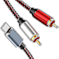 Pikkukuva 1 / 5: USB-C - 2 RCA -äänikaapeli, Type C -uros - 2 RCA -uros -äänikaapeli tabletille, kaiuttimelle, vahvistimelle, televisiolle, 1 m