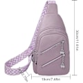 Miniatyrbillede 4 af 5: Slyngetaske til kvinder, Crossbody Fanny Packs PU Læder Crossbody Tasker Brysttaske Flere Rum Bæltetaske Pung med Justerbar Rem 30cm Purple