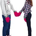 Miniatyrbild 2 av 4: Parhandskar Tredelat Set Sammankopplade Polarfleece Tjocka Julhandskar Delningshandskar För