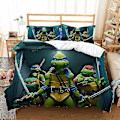 Miniatyrbild 1 av 5: 2023 Teenage Mutant Ninja Turtles Ny Film Sängkläder Set Överdrag Kuddfodral Set Barn Anime Rum Dekoration Överdrag Present T T-11 AU King-245X210cm