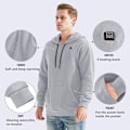Miniatyrbilde 5 av 8: Oppvarmet hettegenser med batteripakke 7.4V for menn grå Grey XL
