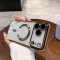 Compatible with iPhone 17 Pro Max, with Magnetic Camera Protection, Wireless Charging, and Shockproof Design. Gold