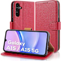 Pikkukuva 1 / 7: Samsung A15 -kotelo - Nahkainen suojakotelo [RFID-suojauksella], iskunkestävä [jalusta] Samsung Galaxy A15 5G:lle