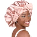Miniatyrbild 1 av 2: YANIBEST Satin Bonnet Siden Bonnet för Sovning Dubbellager Satinfodrad Hårsäck med Bindband Bonnets för Kvinnor