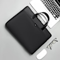 Miniatyrbild 3 av 5: 14 tums laptopväska för kvinnor (svart), ultratunn laptopväska, arbetsväska för resor, laptop v