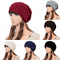 Miniatyrbilde 2 av 2: Strikket baggy lue for kvinner, vinter skihatt - salg Light Grey