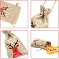 Miniatyrbilde 4 av 5: Jule Jute Sekker, Jule Jute Lin Sekker med Snøring Gave Godteri Pose for Julegaver (24)...