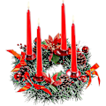 Miniatyrbillede 1 af 3: Juledekoration med lys, Rød 30cm