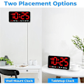 Miniatyrbild 5 av 5: Digital väggklocka, 9-tums LED-digitalklocka med 12/24h, stora siffror, liten tyst väggklocka BlackRed Letters