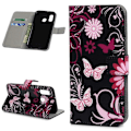 Miniatyrbillede 1 af 5: Wallet Case Samsung Galaxy A40 - Sort med Sommerfugle