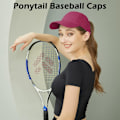 Miniatyrbillede 4 af 7: Baseballkasket til damer - Ponytail Solhat Hurtigtørrende Løbe Kasket Dame Golfkasketter Kryds Justerbare Truckerhatte til Kvinder Piger{HH} DarkPink One Size