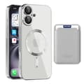 HONGDE Applies to Apple Series New CD Pattern Transparent Magnetic Card Holder and iPhone Series Protective Case Grey grey iPhone15
