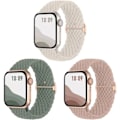Miniatyrbild 1 av 6: 3-pack Flätad Solo Loop Kompatibel med Apple Watch Armband 40mm 38mm 41mm för Kvinnor och Män, Justerbart Elastiskt Sportarmband i Nylon B B 42/44/45/49mm
