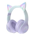 Miniatyrbild 1 av 5: Trådlösa Bluetooth-hörlurar för barn med kattöron, RGB-belysning, hopfällbara, med mikrofon och volymkontroll för flickor Purple