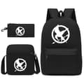 The Hunger Games Starry Sky Youth Student Backpack for Men and Women Travel Backpack Three-Piece Set black Backpack + shoulder bag