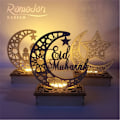 Pikkukuva 9 / 10: LED Puinen Laatta Kuu Tähti EID MUBARAK Eid Mubarak