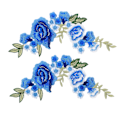 Miniatyrbillede 3 af 8: 2 stk. blomster patch blå rose mønster dekorativ polyester silke DIY syning broderi patch til T-shirts tasker{hh} 0.2