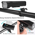 Miniatyrbilde 2 av 5: Sykkellykter foran, 8000 lumen supersterk 8 LED 5200mAh USB oppladbar, strømdisplay og 5 lysmoduser, IPX5 vanntett