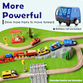 Miniatyrbillede 4 af 5: Batteridrevet Lokomotivtog - Tog Sæt Kompatibelt med Thomas, Brio, Chuggington Tog og Træskinner (Ikke Inkluderet) - Blå