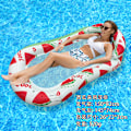 Miniatyrbild 1 av 11: Ny uppblåsbar flytande rad utomhus hopfällbar ryggstöds klämma nät flytande säng vatten uppblåsbara tillbehör loungestol flytande säng Watermelon net floating raft EU patent CE certification