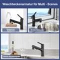 Miniatyrbillede 5 af 6: Sort Mat Badeværelsesarmatur med Udtrækkelig Bruser Badeværelsesarmatur 3 Kontroltilstande Vaskarmatur Blandingsbatteri Fontænetilstand Vaskarmatur til Badeværelse