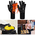 Miniatyrbillede 2 af 3: Grillhandsker Ovnvanter Varmebestandige Op Til 800°C Madlavningshandsker (Sort)