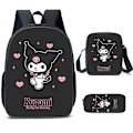 Miniatyrbild 8 av 11: Tecknad Kuromi tredelat set Cinnamon dog KT katt tecknad grund- och gymnasieelever skolväska barnryggsäck twenty three Backpack