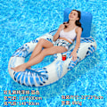 Miniatyrbild 11 av 11: Ny uppblåsbar flytande rad utomhus hopfällbar ryggstöds klämma nät flytande säng vatten uppblåsbara tillbehör loungestol flytande säng Double round hole leaf floating raft EU patent CE certification