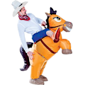 Pikkukuva 2 / 5: Creations puhallettava hevosasu, ratsastushevonen ilmalla täytetty deluxe Halloween-asu, cowboy ratsastaa hevosella -asu -